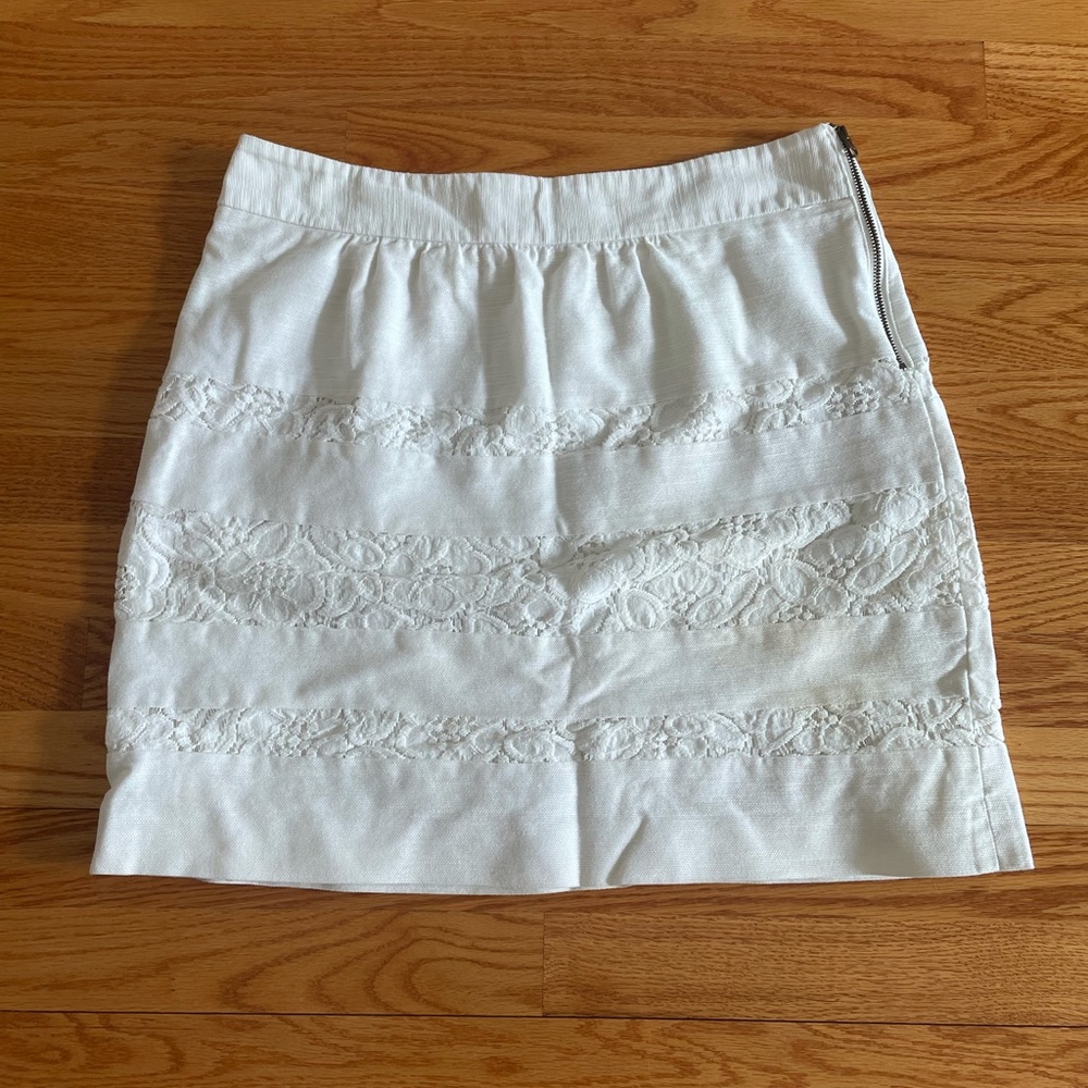 LOFT white textured skirt